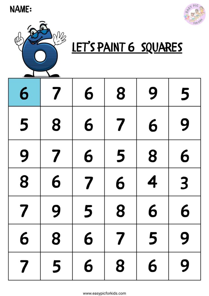 Dinosaur themed number 6 visual recognition worksheet for preschool kids find and circle activity